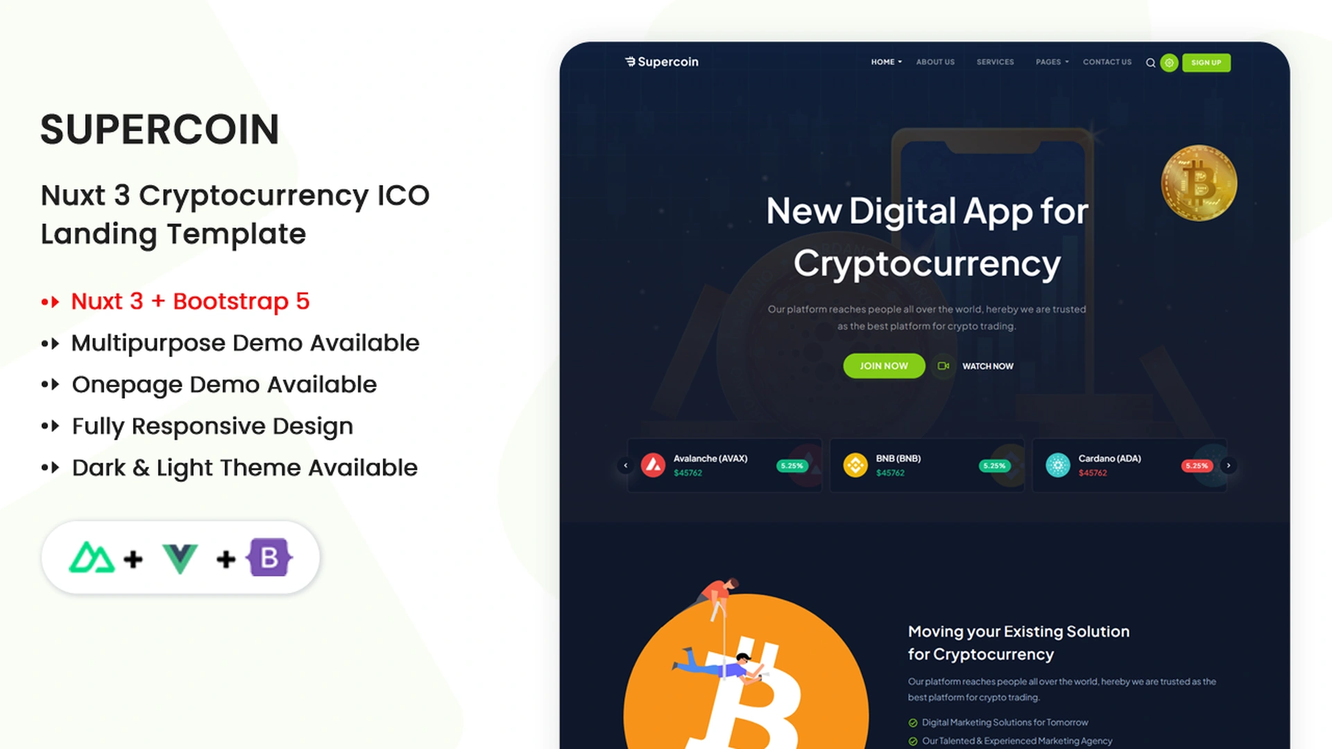 Supercoin - Nuxt Multipurpose Cryptocurrency ICO Template