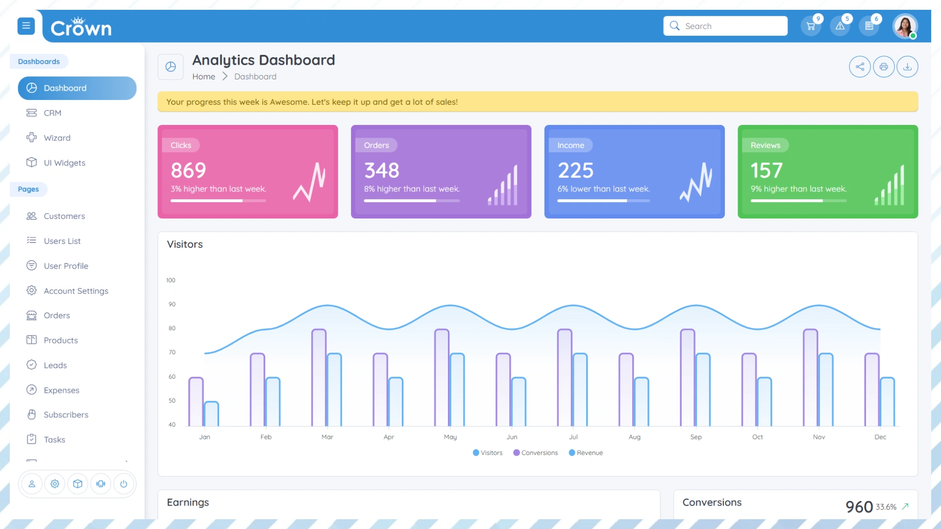 Crown - Multipurpose Admin Dashboard