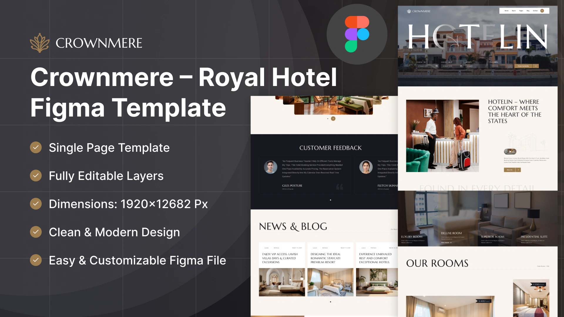 Crownmere - Luxury Hotel & Resort Figma Template