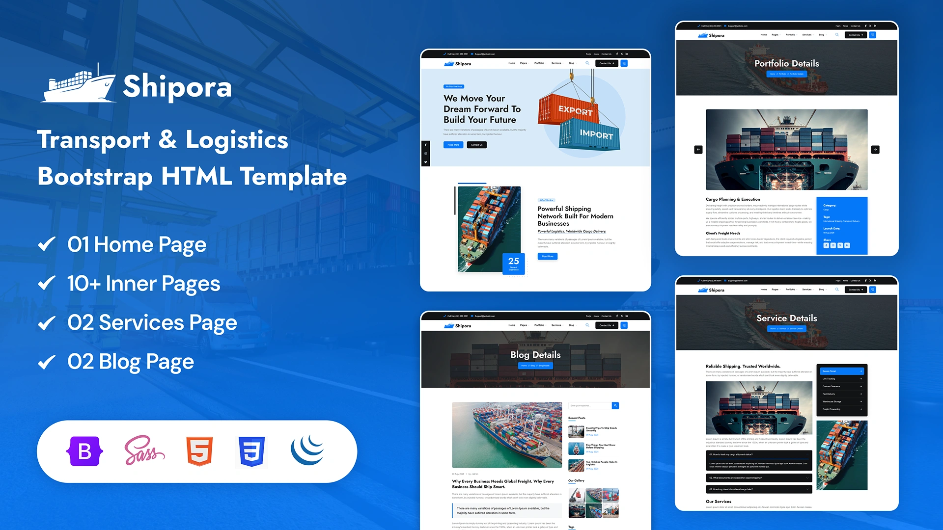 Shipora - Transport & Logistics Bootstrap HTML Template
