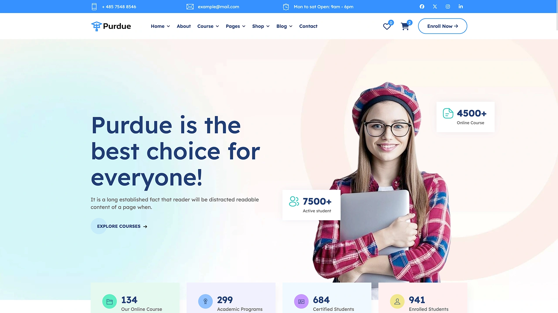 Purdue - Education & Online Course PHP Template