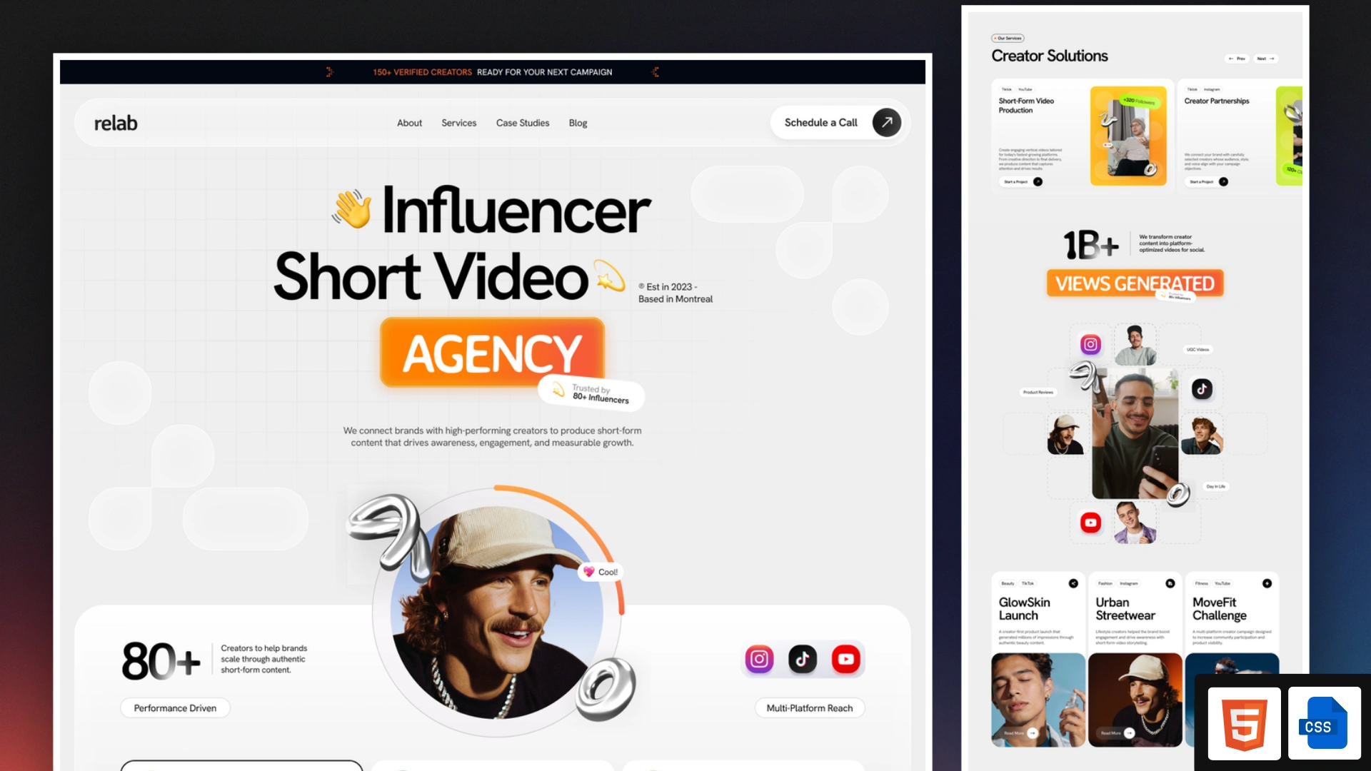 Relab - Influencer & Short-Form Video Agency HTML Template