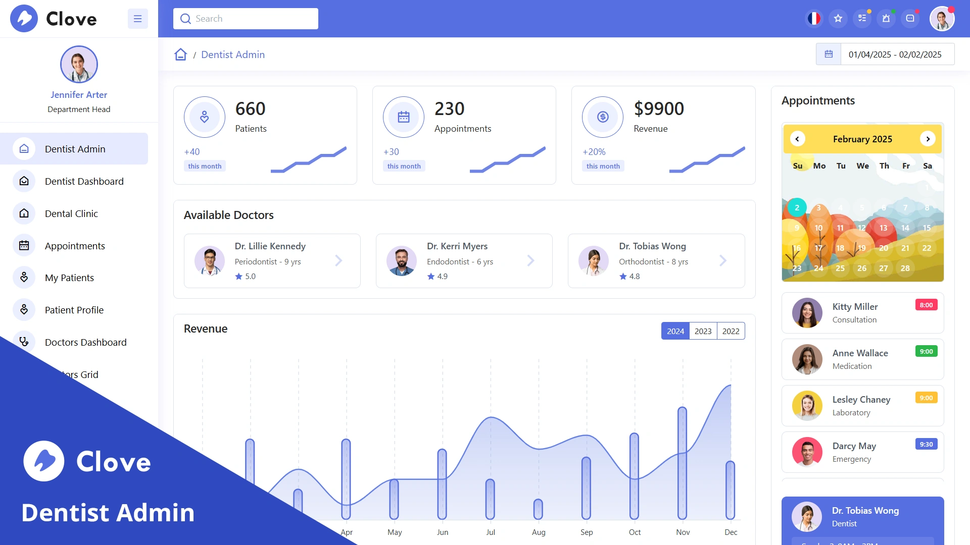 Clove - Dental Care Bootstrap Admin Dashboard