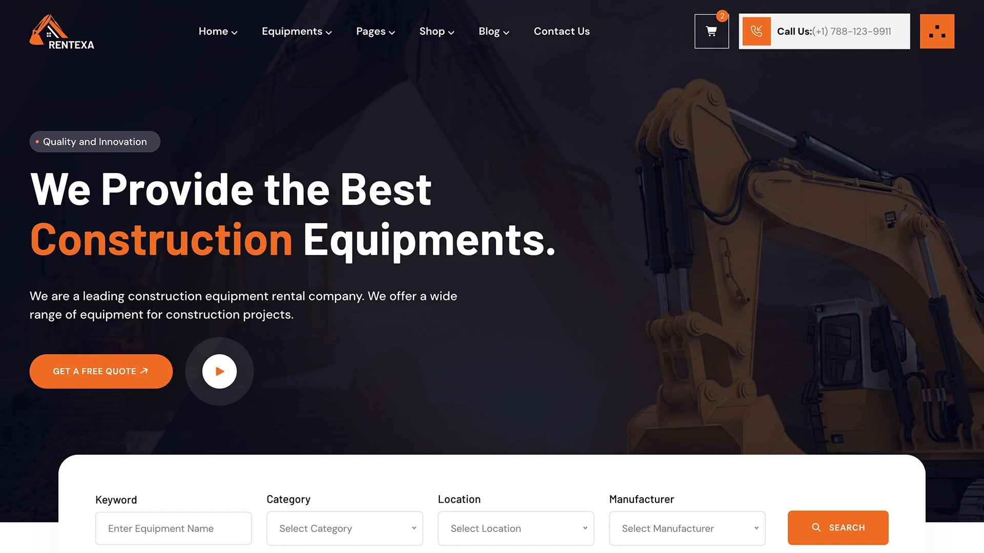 Rentexa - Construction Equipment Rental Template