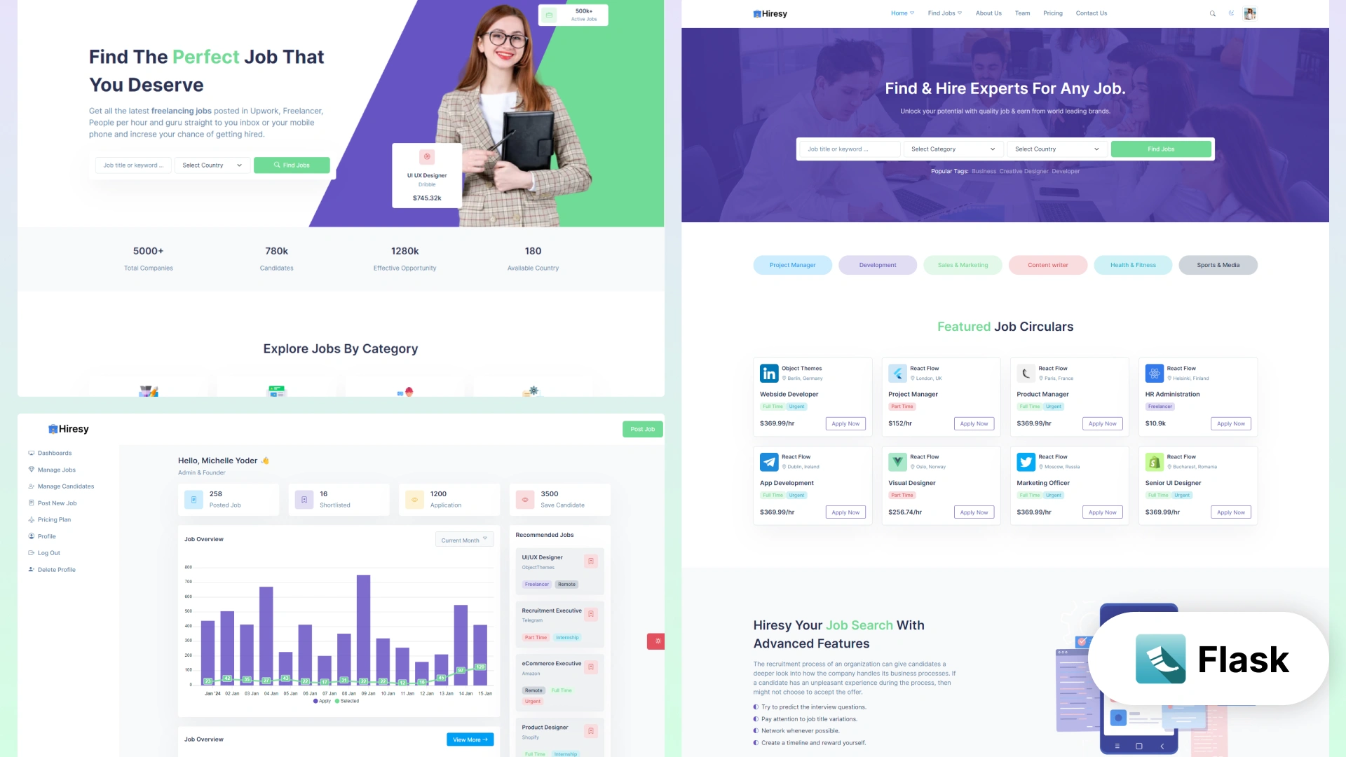 Hiresy - Flask Job Board & Admin Dashboard Template by ObjectThemes
