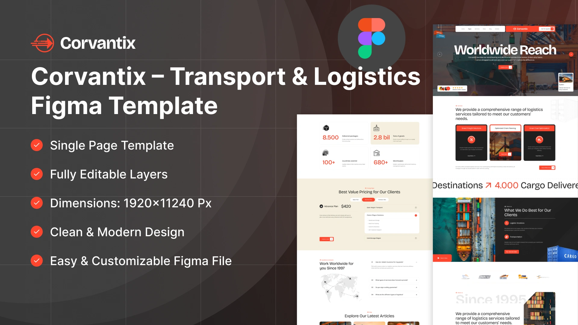 Corvantix - Logistics & Freight Solutions Figma Template