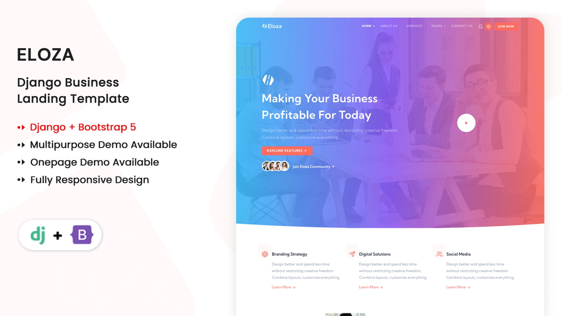 Eloza - Django Multipurpose Business & Corporate Template