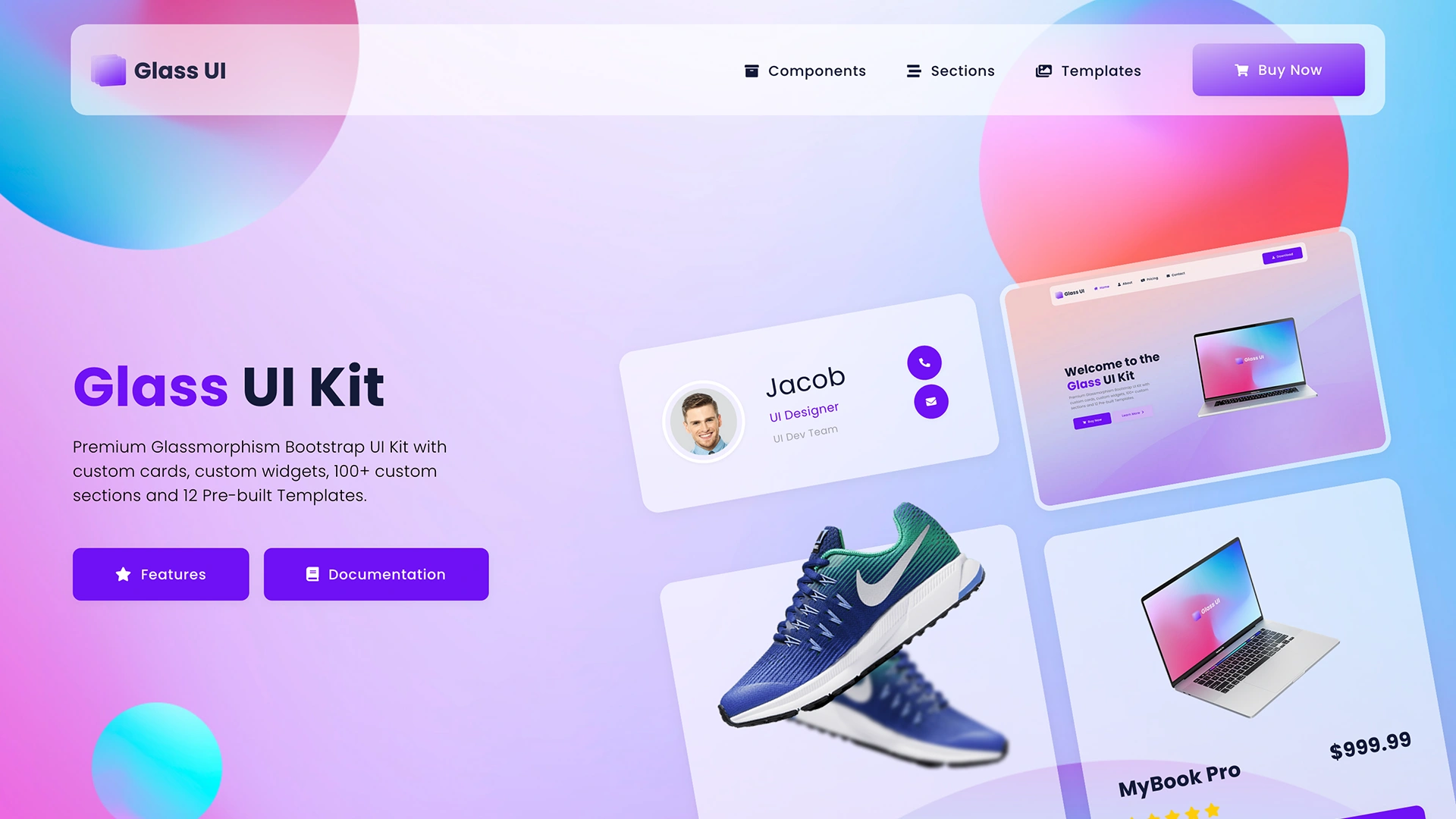 GlassUI - Glassmorphism UI Kit - Wrapmarket