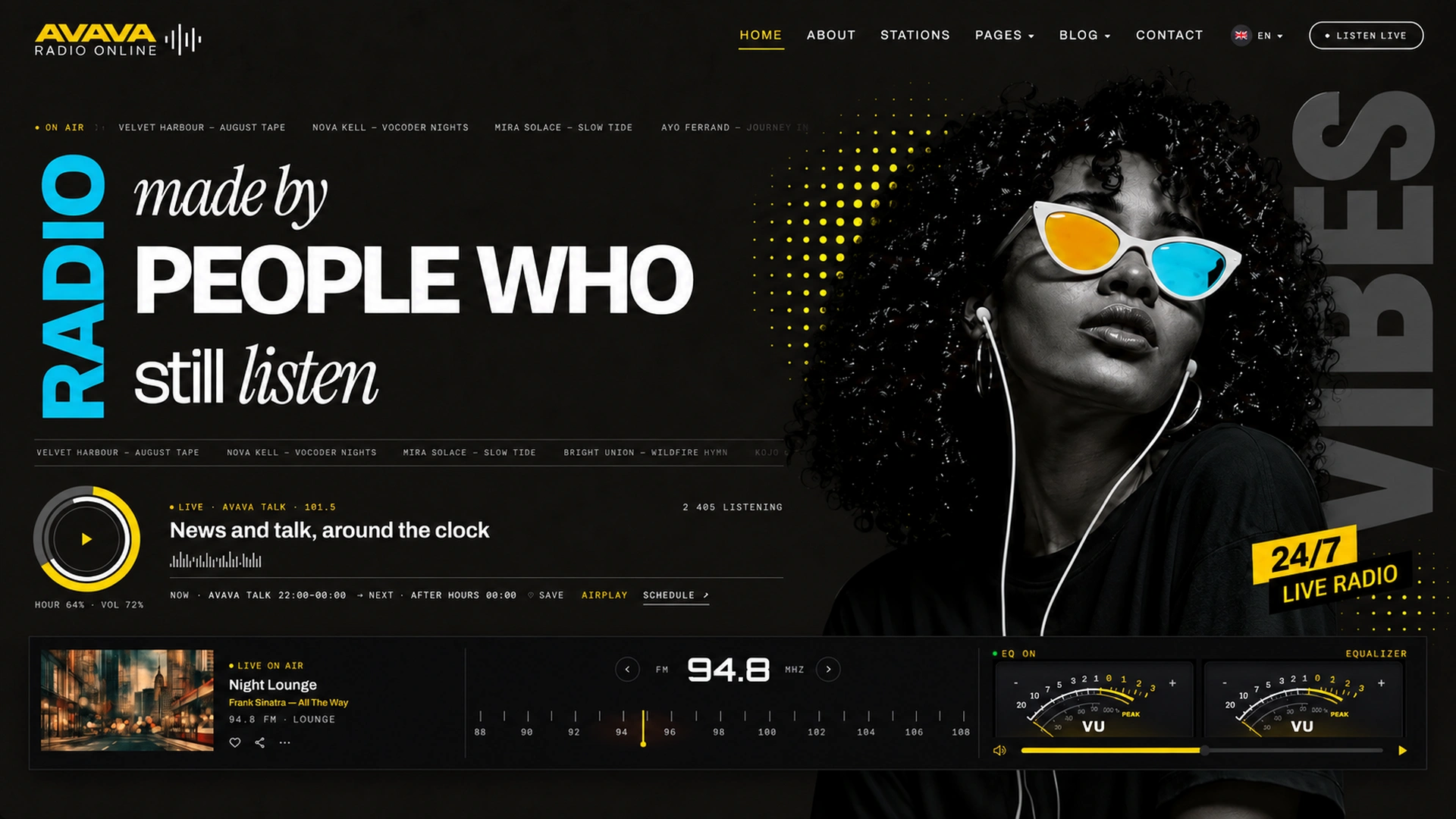 Avava Online - Online Radio, Podcast & FM Tuner HTML Template