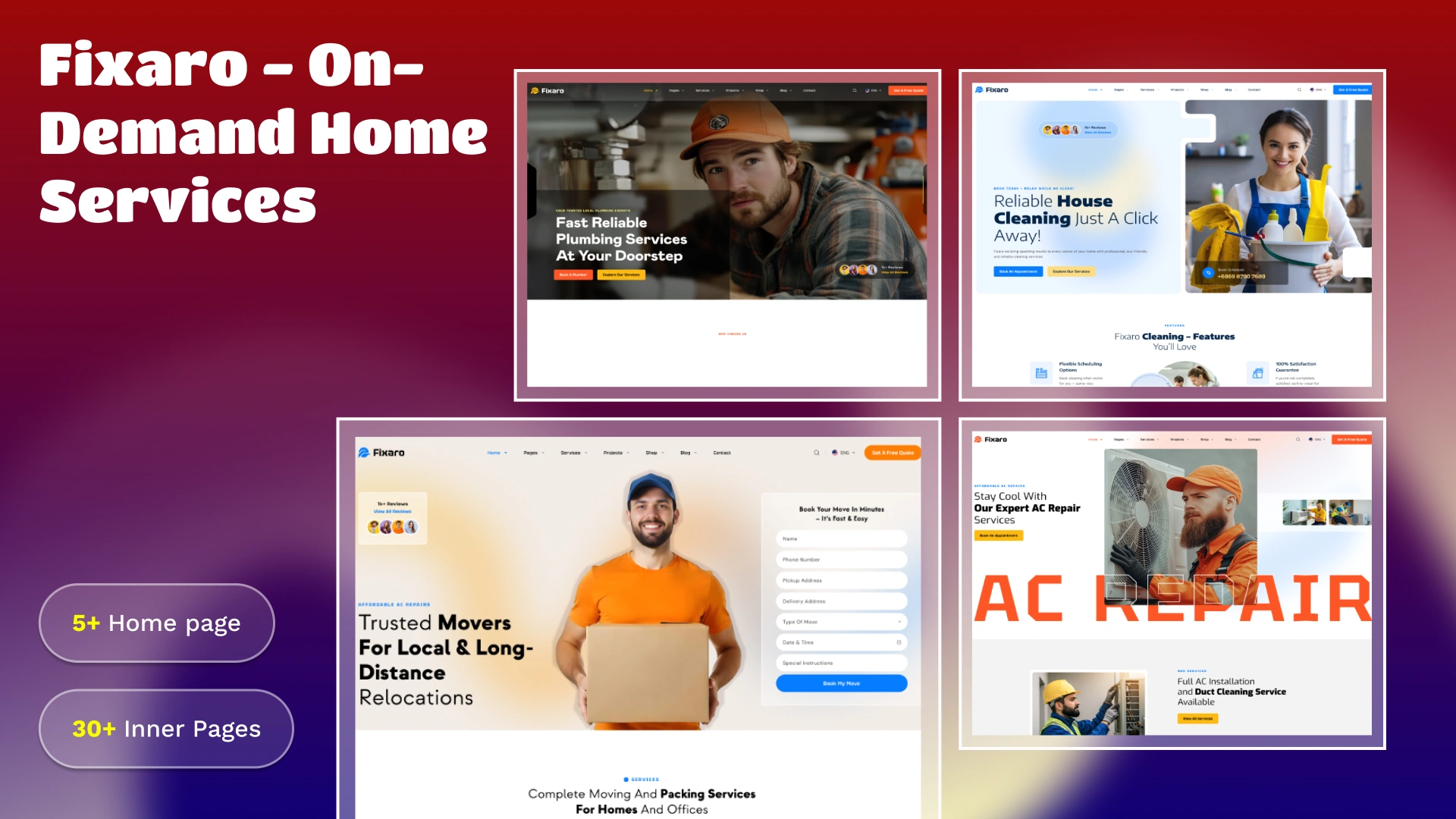 Fixaro - On Demand Home Services Figma Website Template