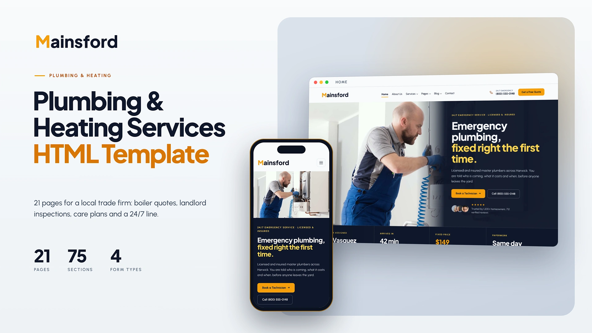 Mainsford - Plumbing & Heating Services HTML Template