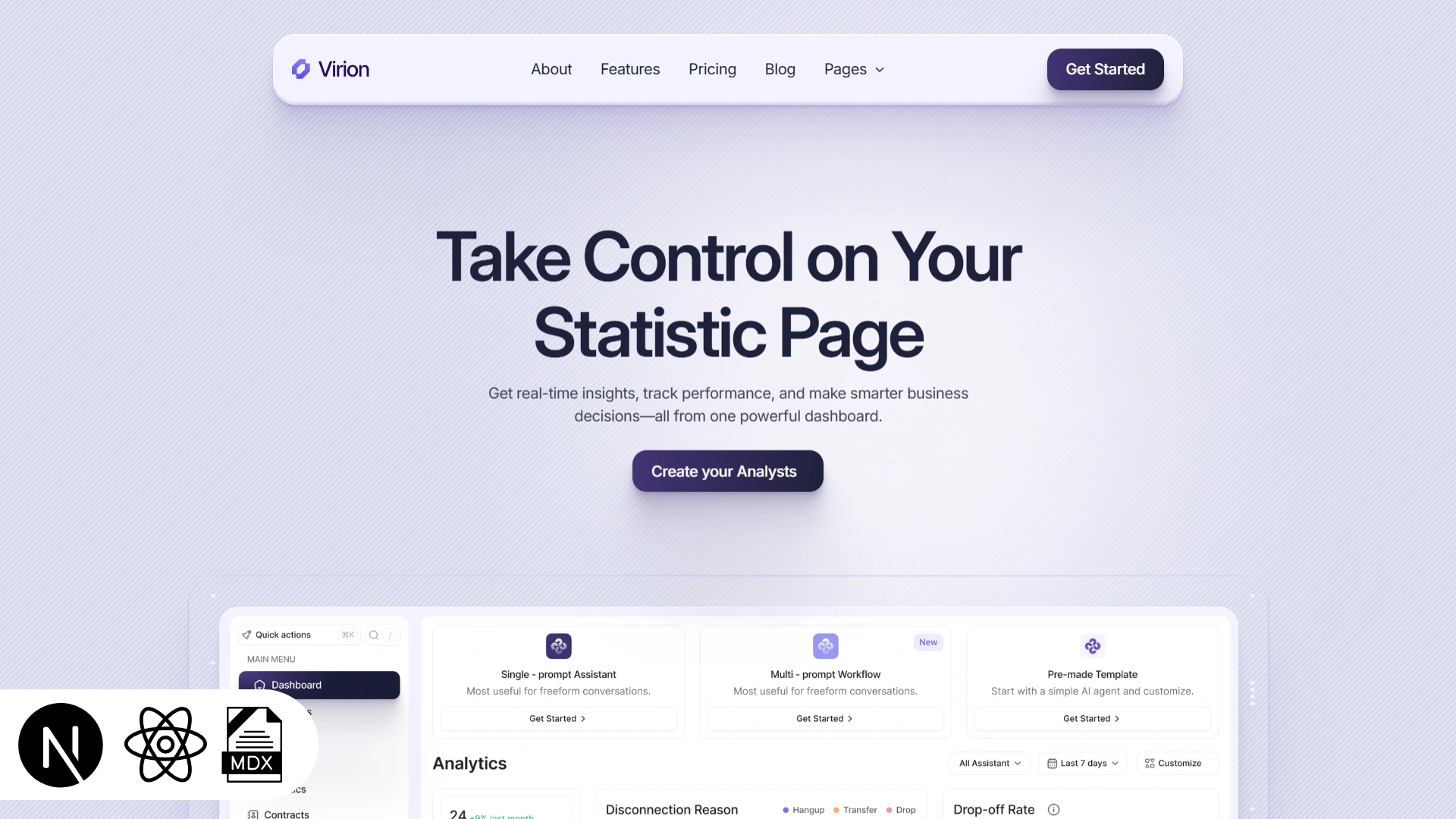Virion - Next.js 16 Fintech & SaaS Template