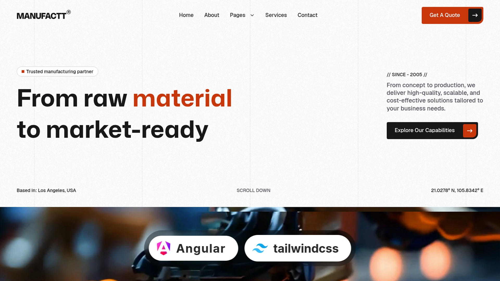 Manufactt - Manufacturing Services Angular 22 and Tailwind CSS 4 Template