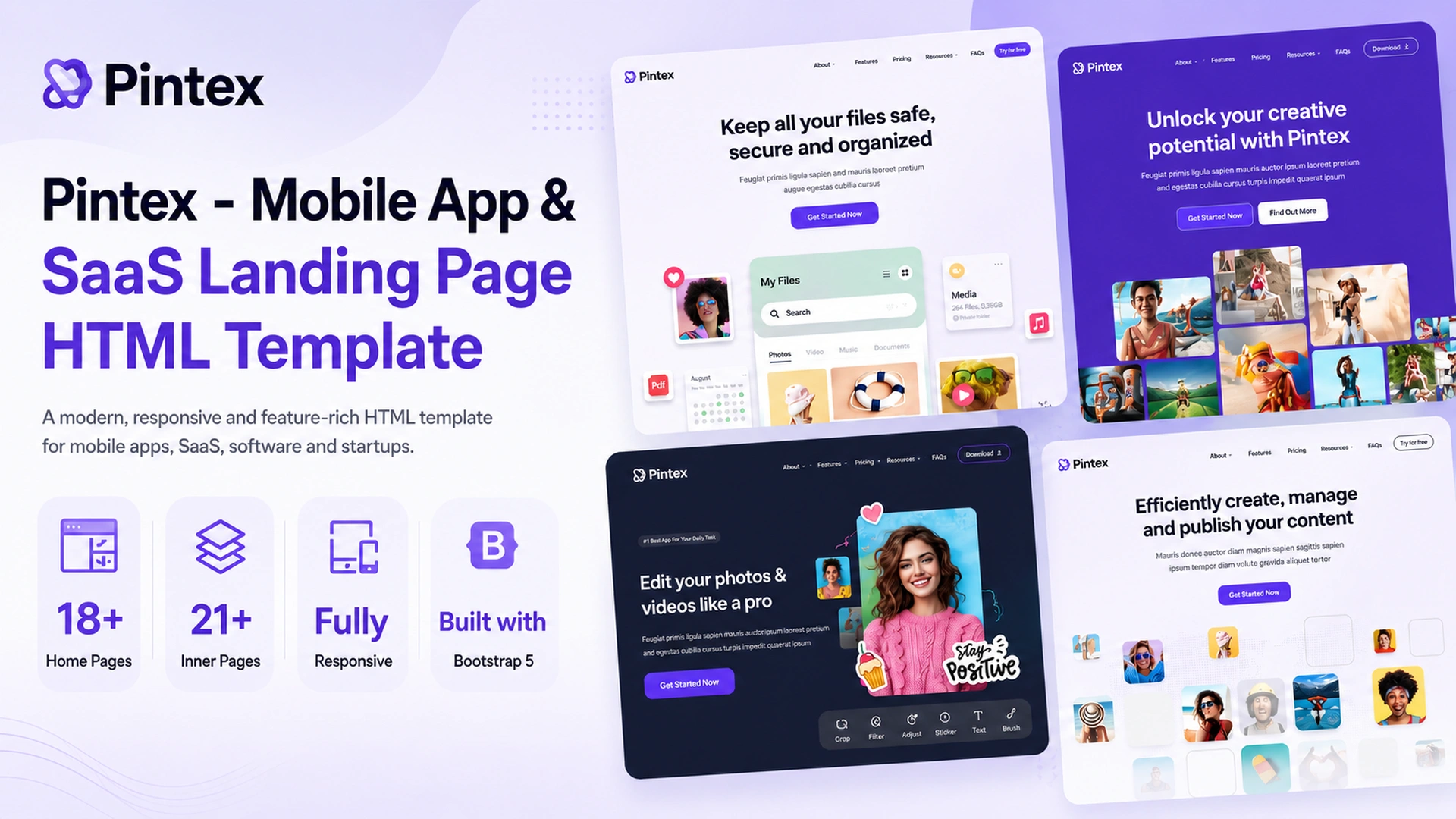 Pintex - Mobile App & SaaS Landing Page HTML Template
