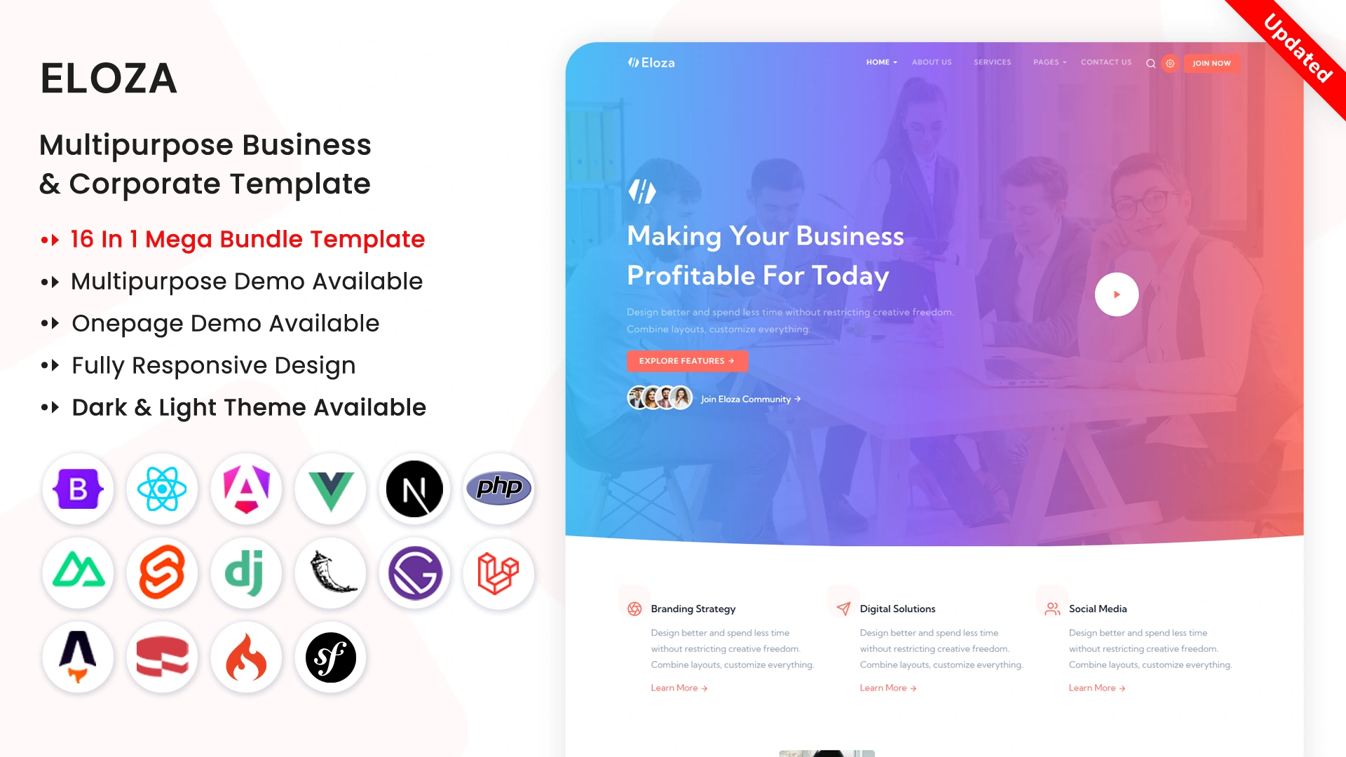Eloza - 16 in 1 Bundle Multipurpose Business & Corporate Template
