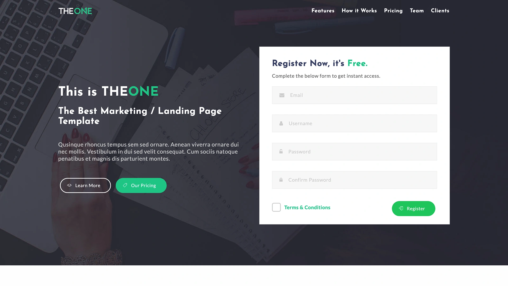 TheOne - Landing Page Template