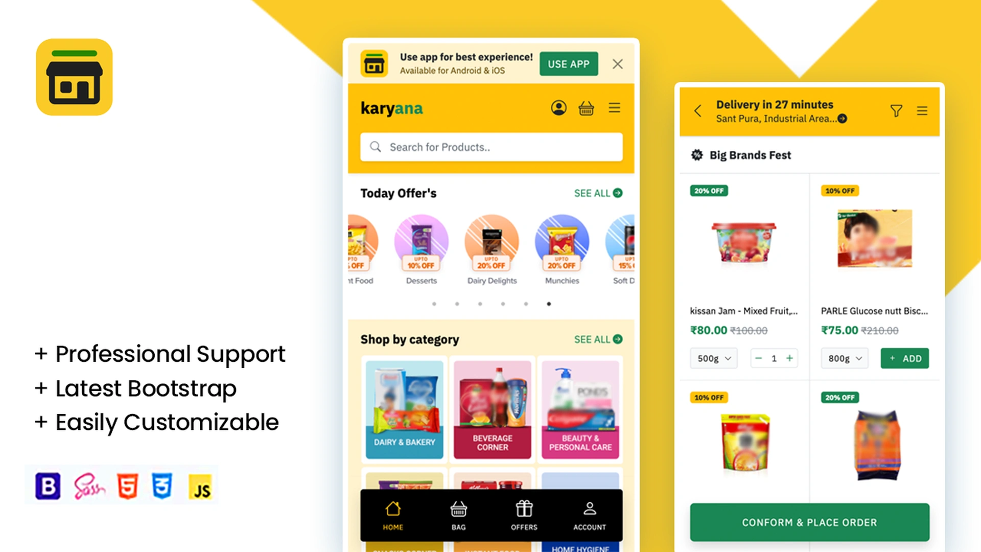 Grocar - Supermarket HTML Mobile Template