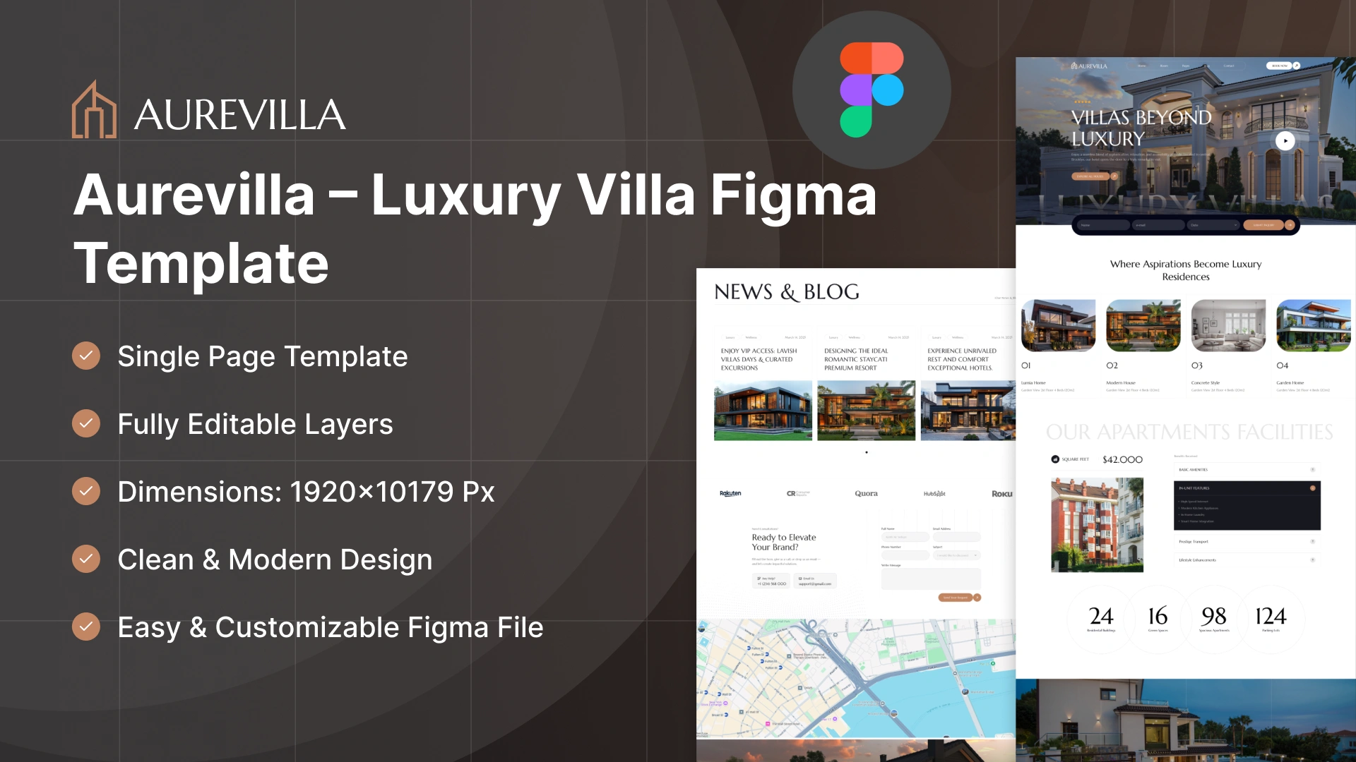 Aurevilla - Luxury Villa & Estate Figma Template