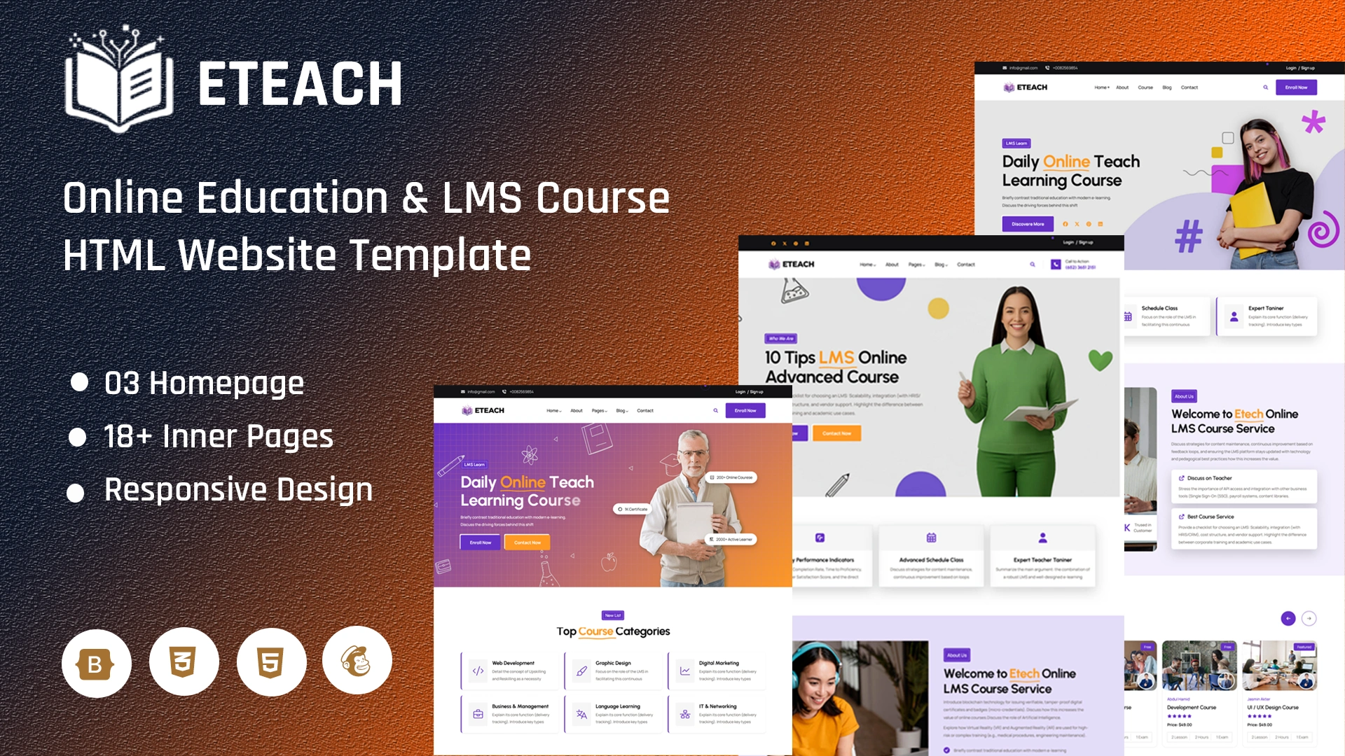 Eteach - Online Education & LMS Course HTML Website Template
