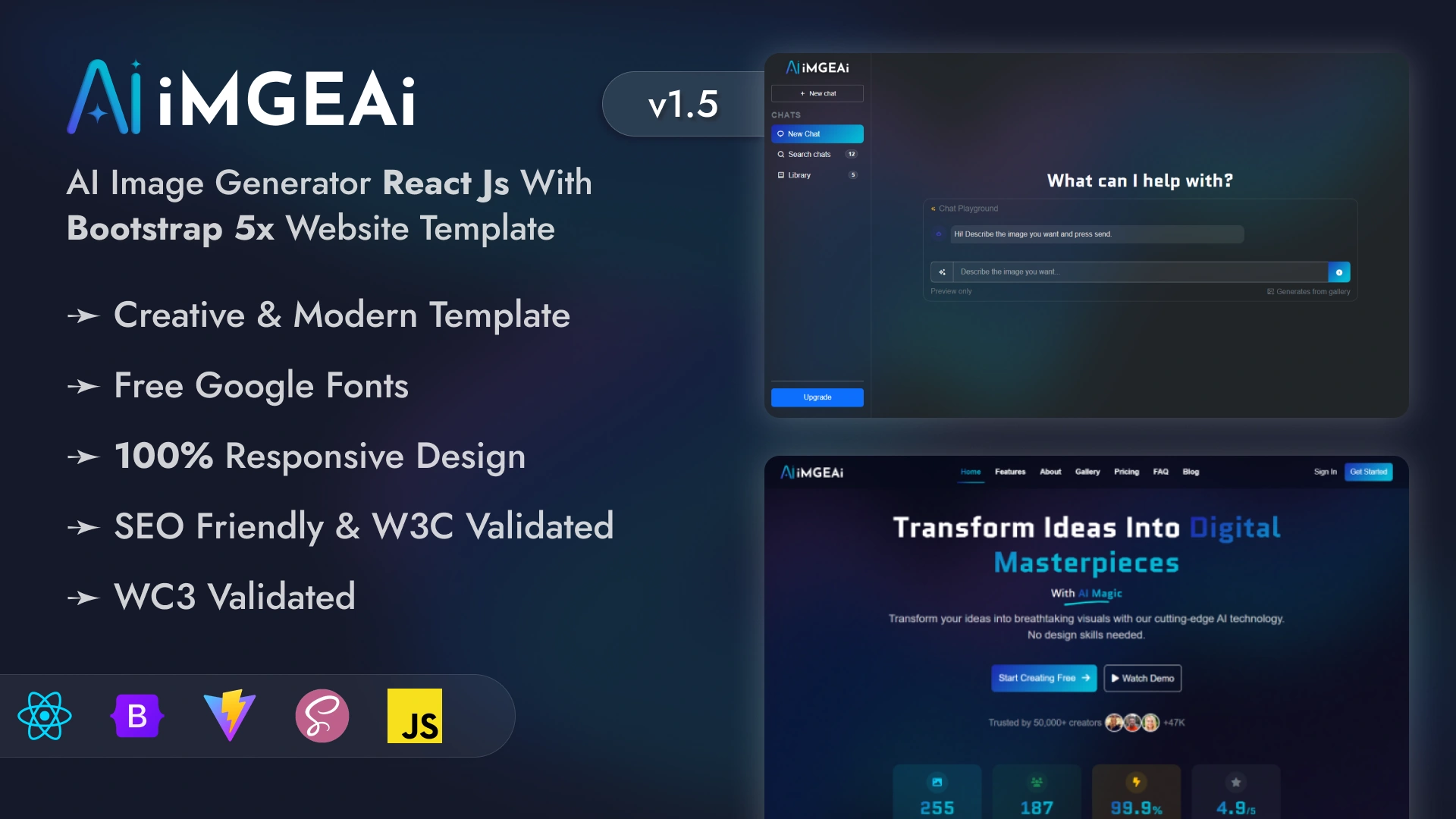 ImgeAI - AI Image Generator Landing Website Template Modern AI SaaS