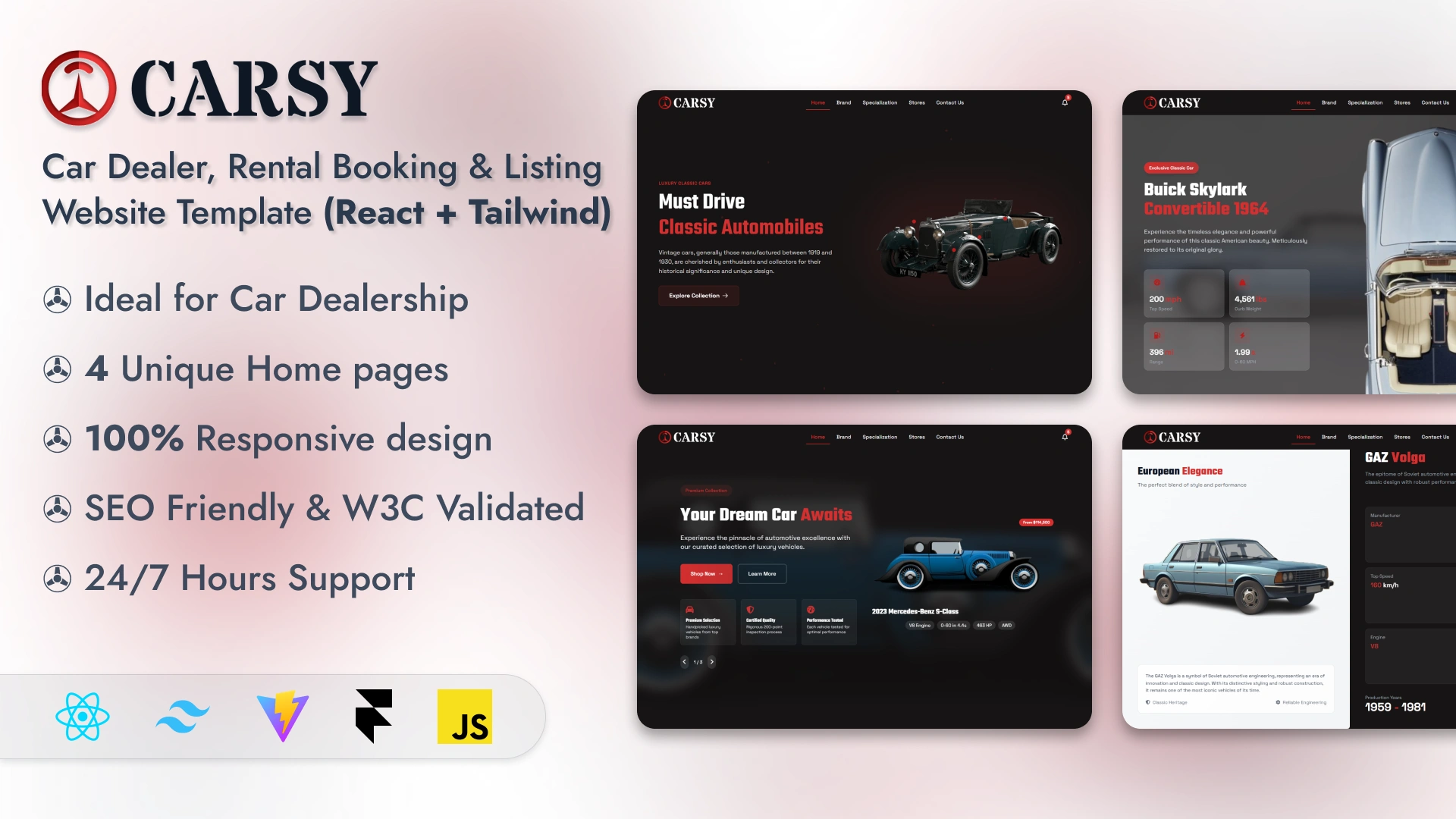 Carsy - Car Dealer Website Template Modern Vehicle Listing Platform