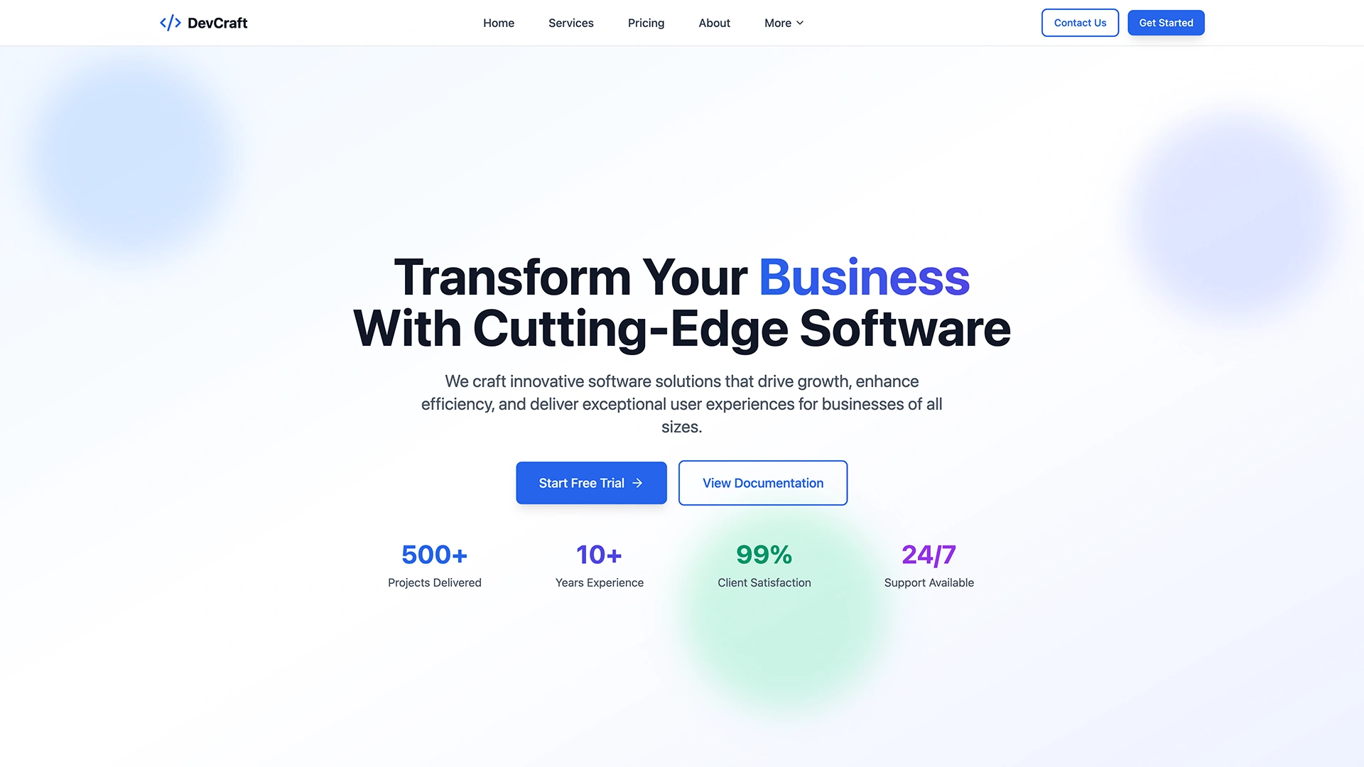 DevCraft - Company Landing Page Template