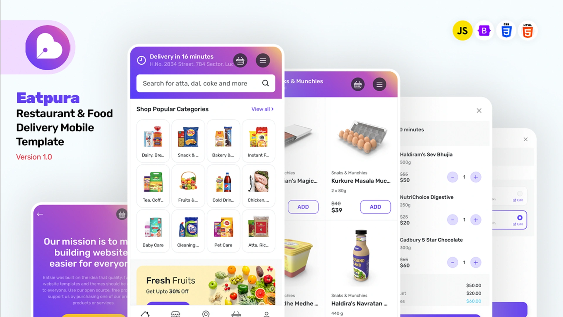Eatpura - Online Grocery Supermarket Mobile Template