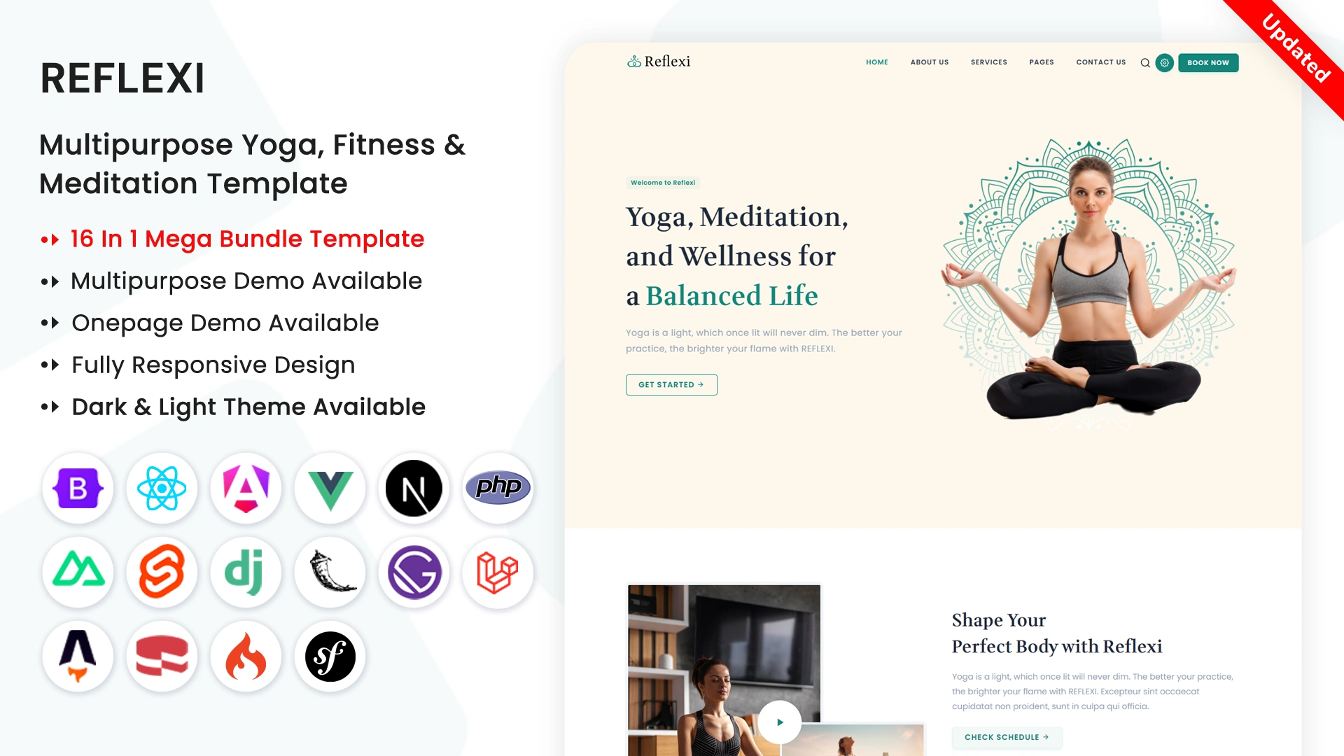 Reflexi - 16 in 1 Bundle Multipurpose Yoga, Fitness & Meditation Template