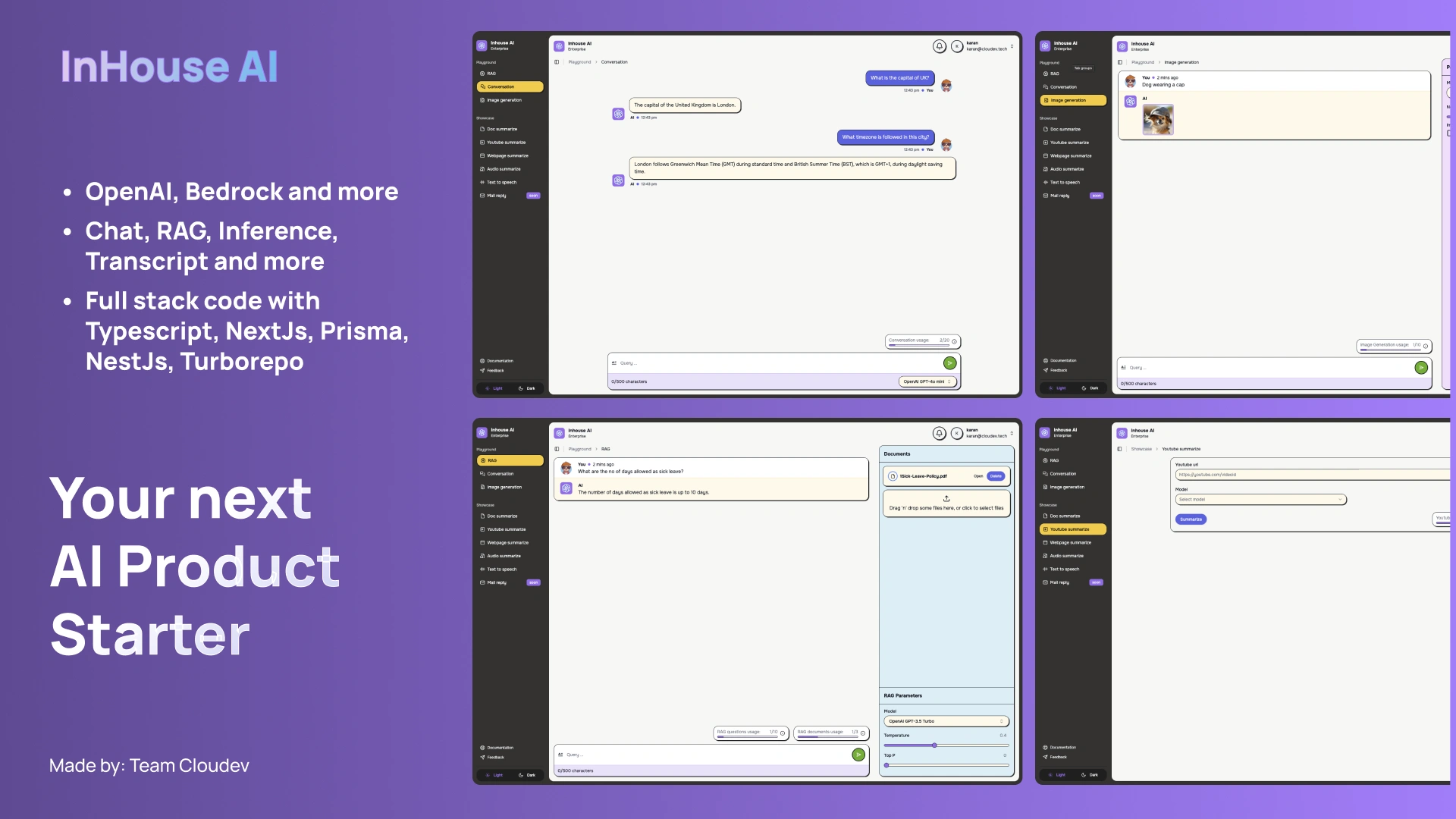 InHouse AI - Starter Web App Template for Your Next AI Product