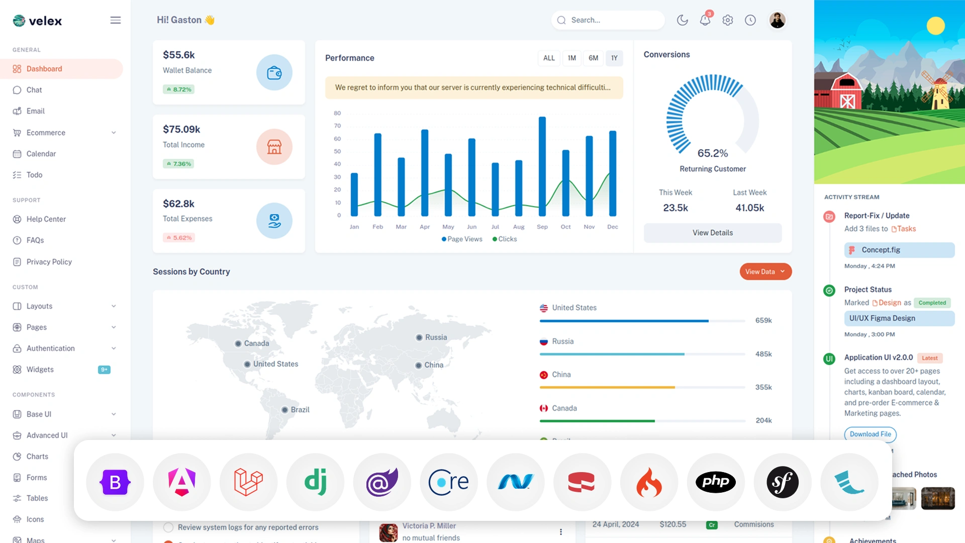 Velex - 12 in 1 Admin & Dashboard Template