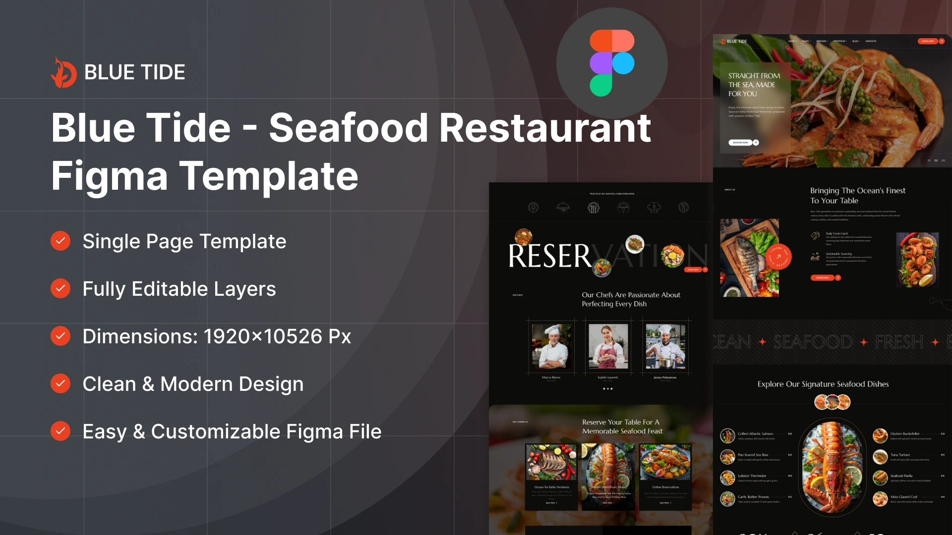 Blue Tide - Seafood Restaurant Figma Template