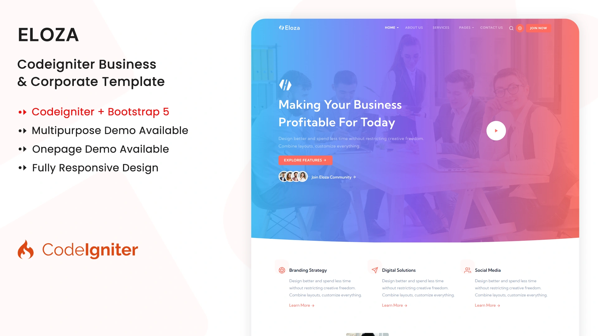 Eloza - CodeIgniter Multipurpose Business & Corporate Template