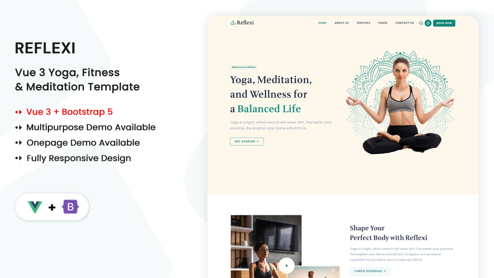 Reflexi - Vue 3 Multipurpose Yoga, Fitness & Meditation Template