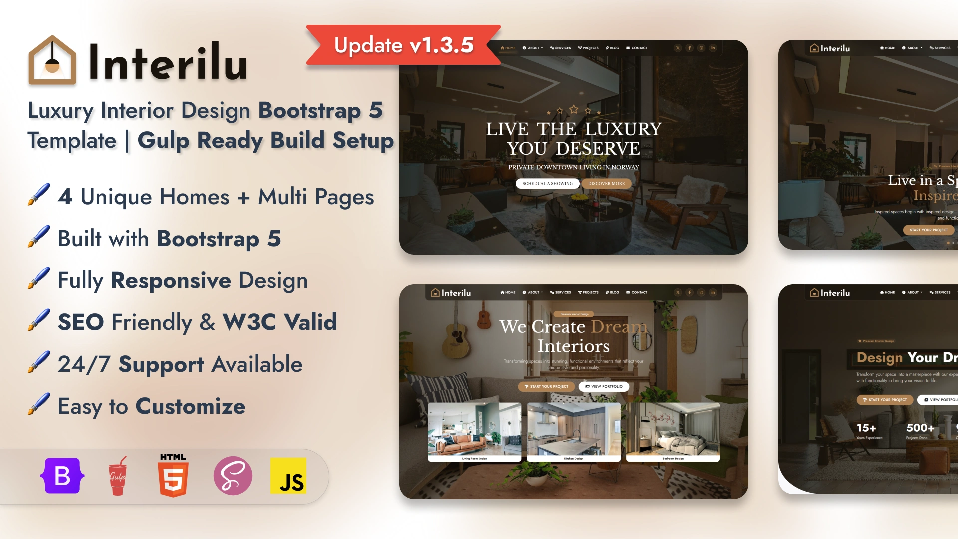 Interilu - Interior Website Template Modern Architecture Agency Design
