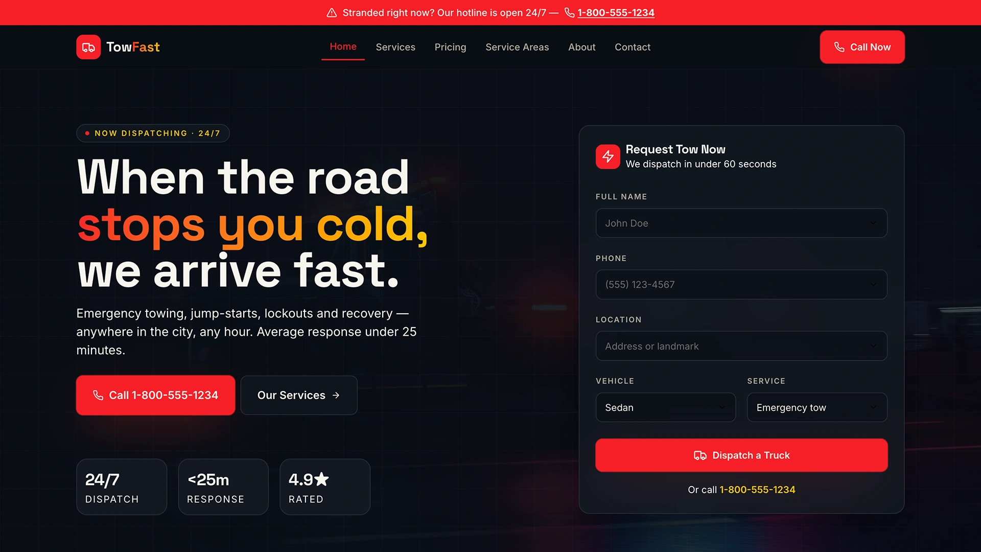 TowFast - Emergency Towing and Roadside Assistance HTML Template