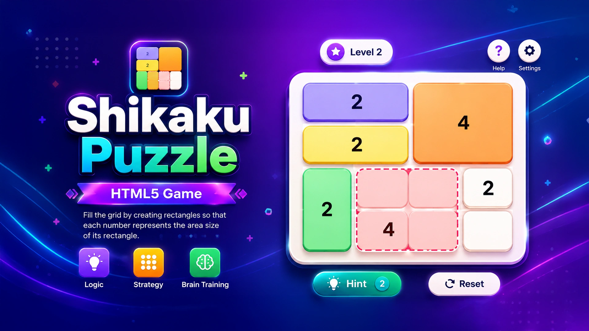 Shikaku - HTML5 Rectangle Puzzle Game