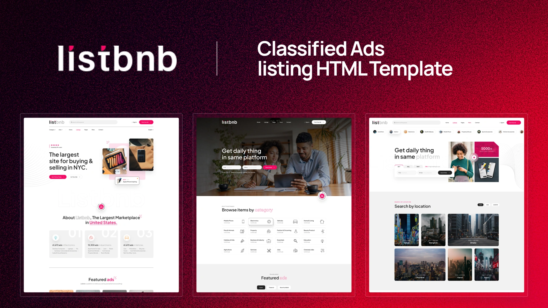 ListBnb - Classified Ads Listing HTML Template
