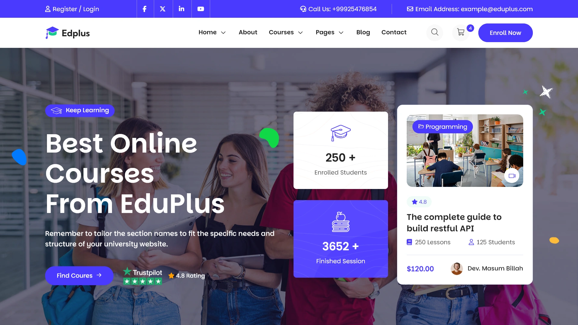 Edplus - Education & Online Course WordPress Theme + RTL