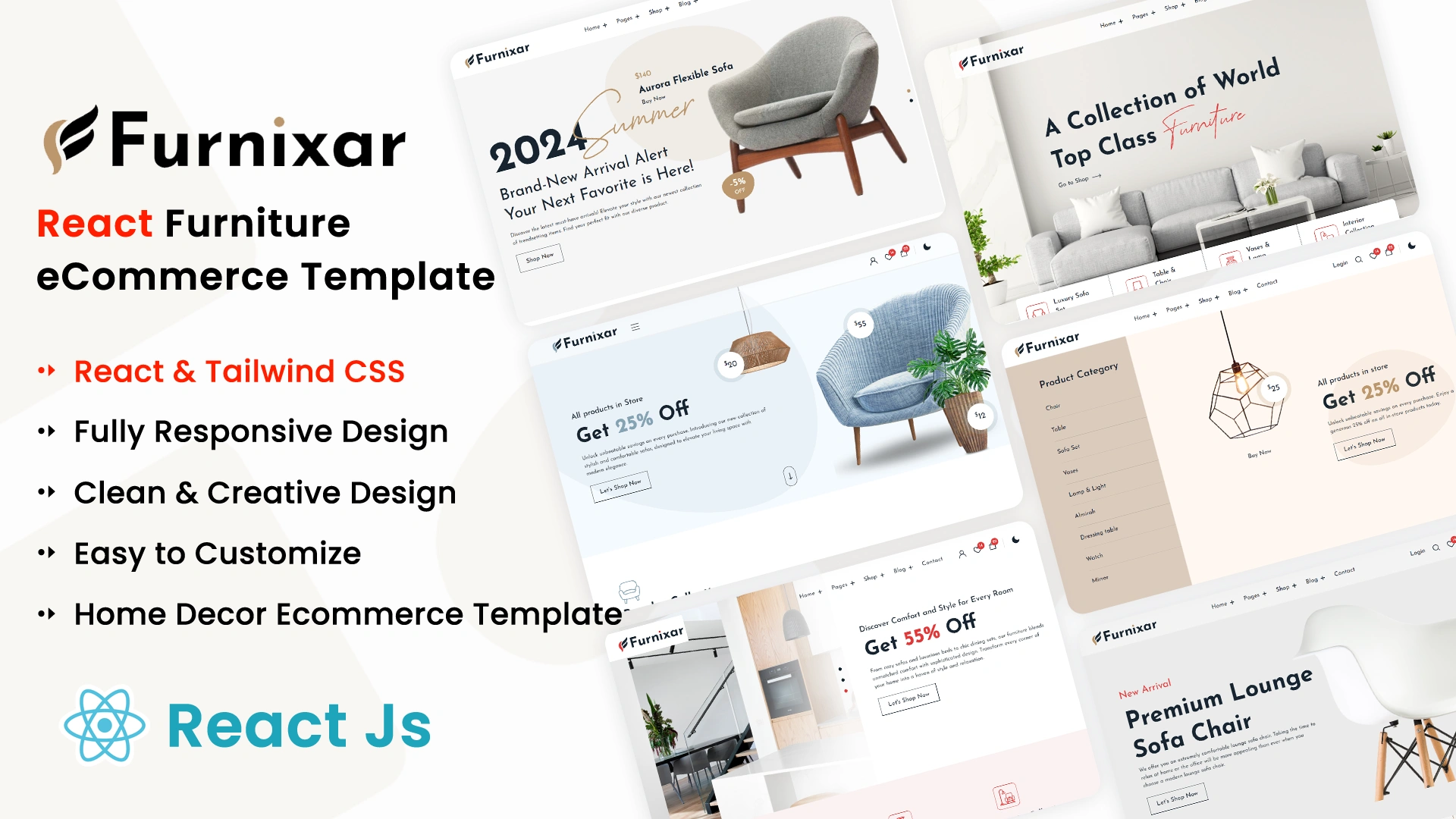 Furnixar - React Furniture & Home Decor eCommerce Template