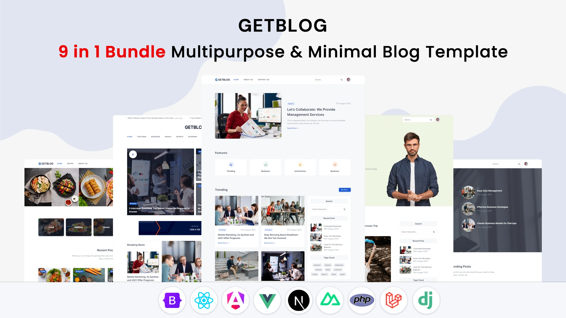 Getblog - 9 in 1 Bundle Multipurpose & Minimal Blog Template - Wrapmarket