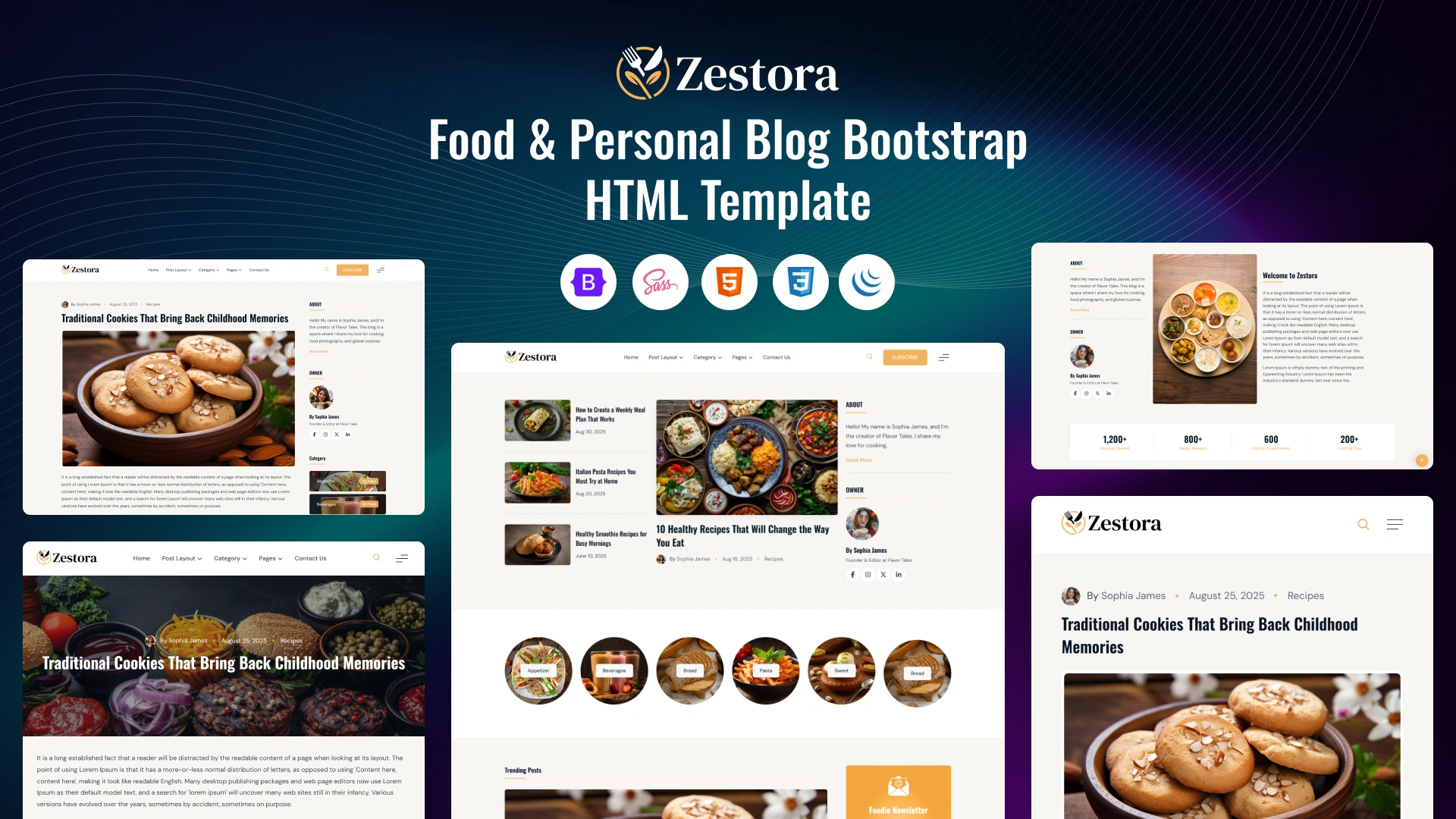 Zestora - Food & Personal Blog Bootstrap HTML Template