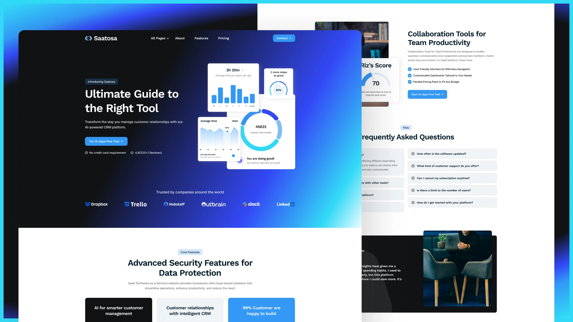 Saatosa - SaaS AI Startup Framer Template