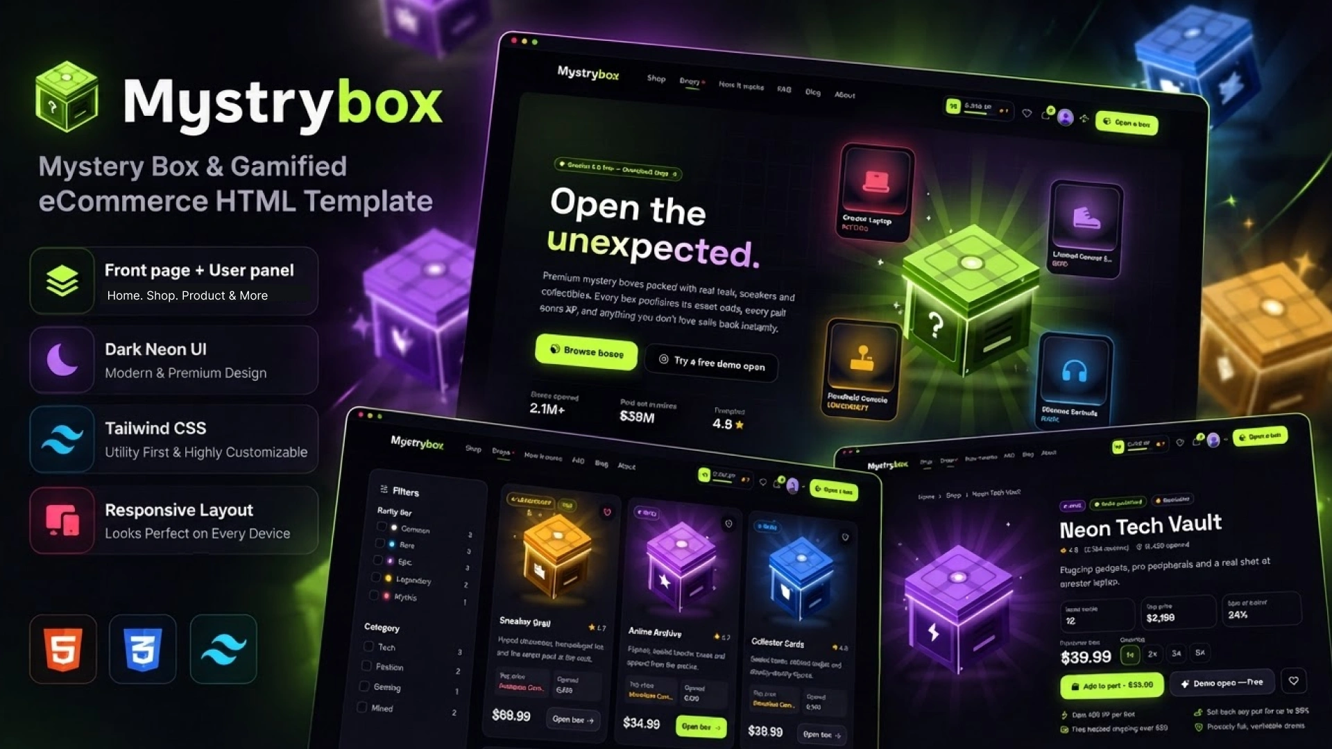 MystryBox - Mystery Box & Gamified eCommerce HTML Template