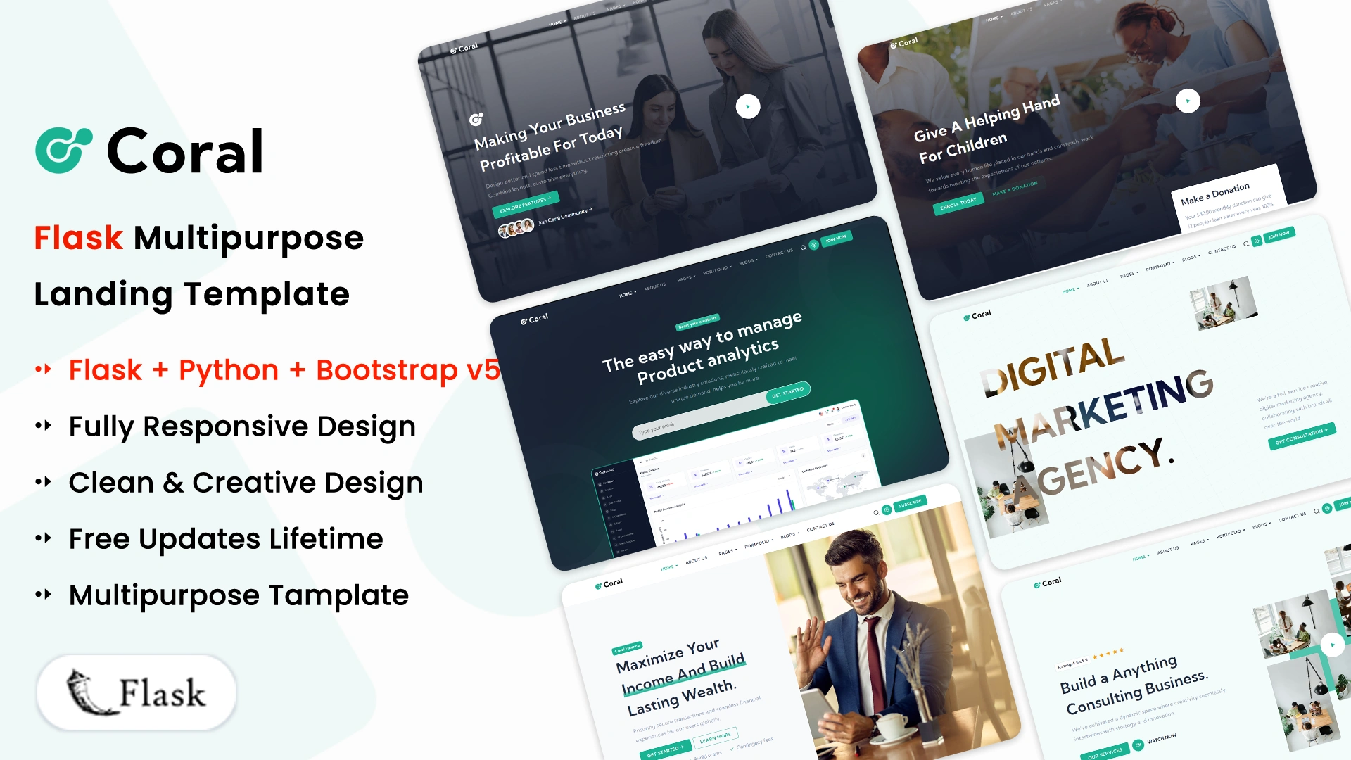 Coral - Flask 3 Multipurpose Landing Template