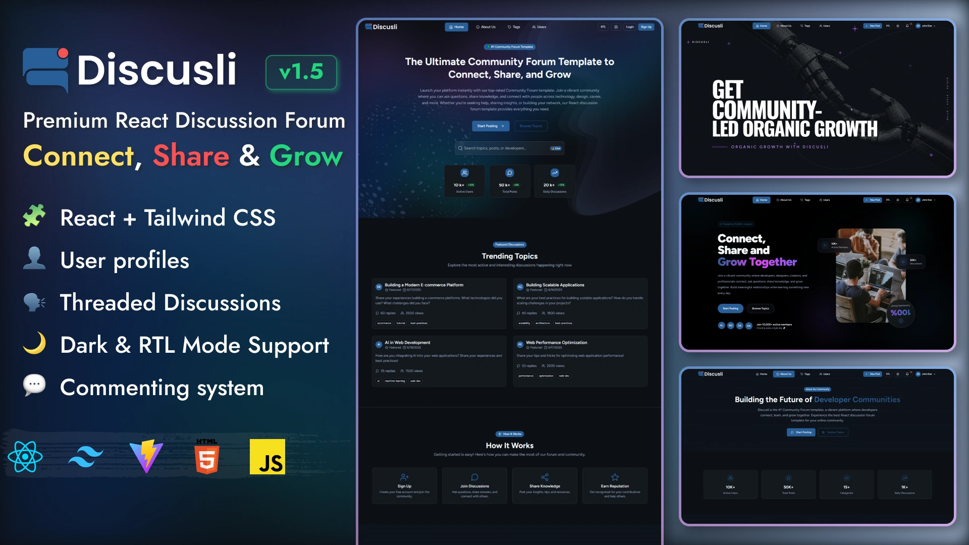 Discussion Page Discusli - Forum Website Template Modern Community Platform Design ...
