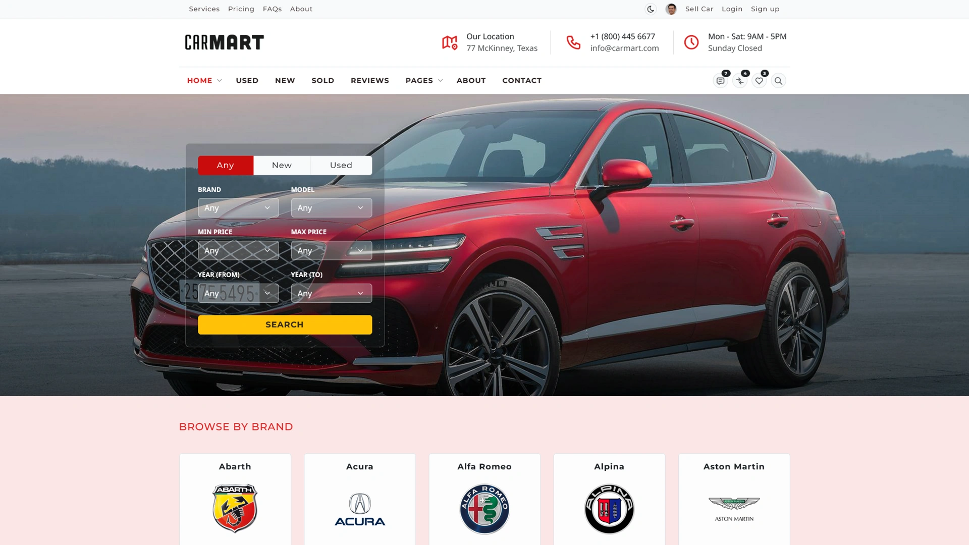 Dealership Directory Example CarMart - Automotive Directory and Dealership Bootstrap 5 Template ...