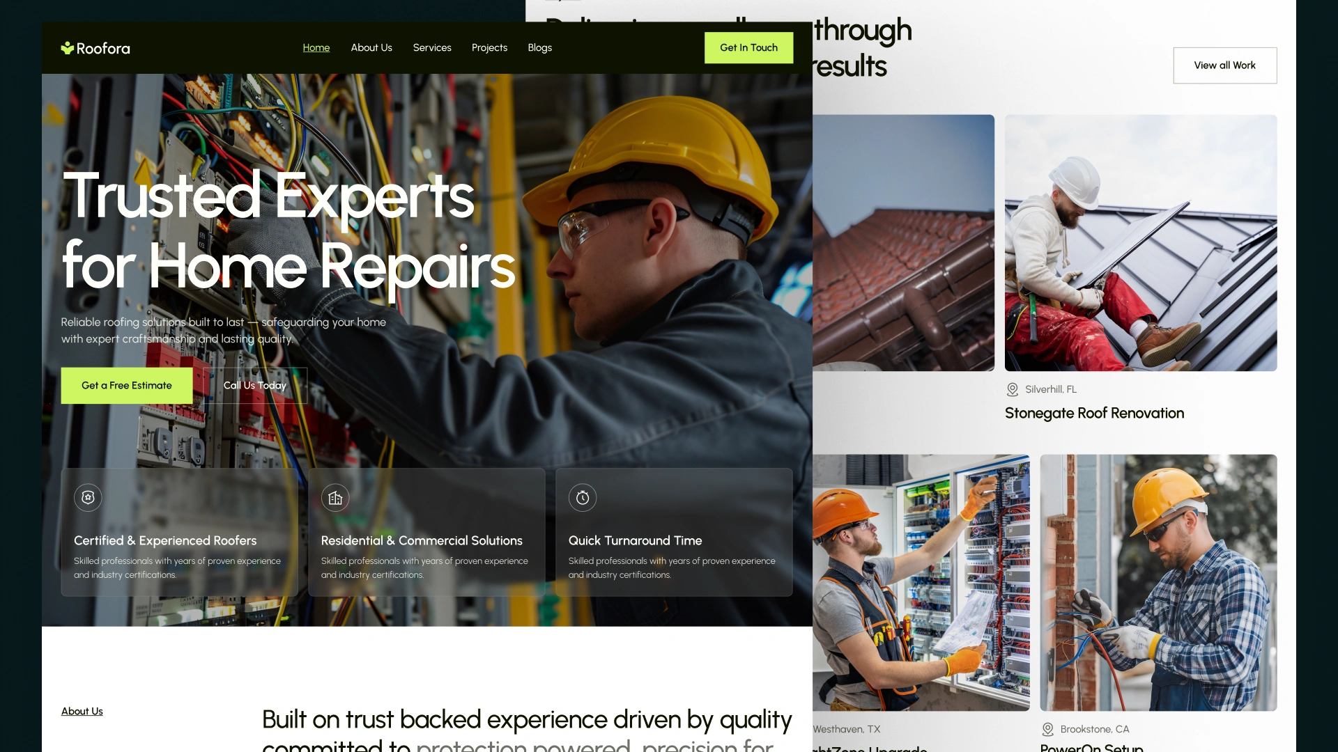Roofora - Roofing and Solar Services Figma & Framer Template