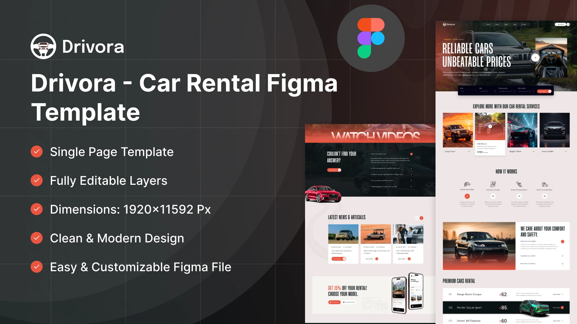 Drivora - Car Rental & Fleet Booking Figma Template