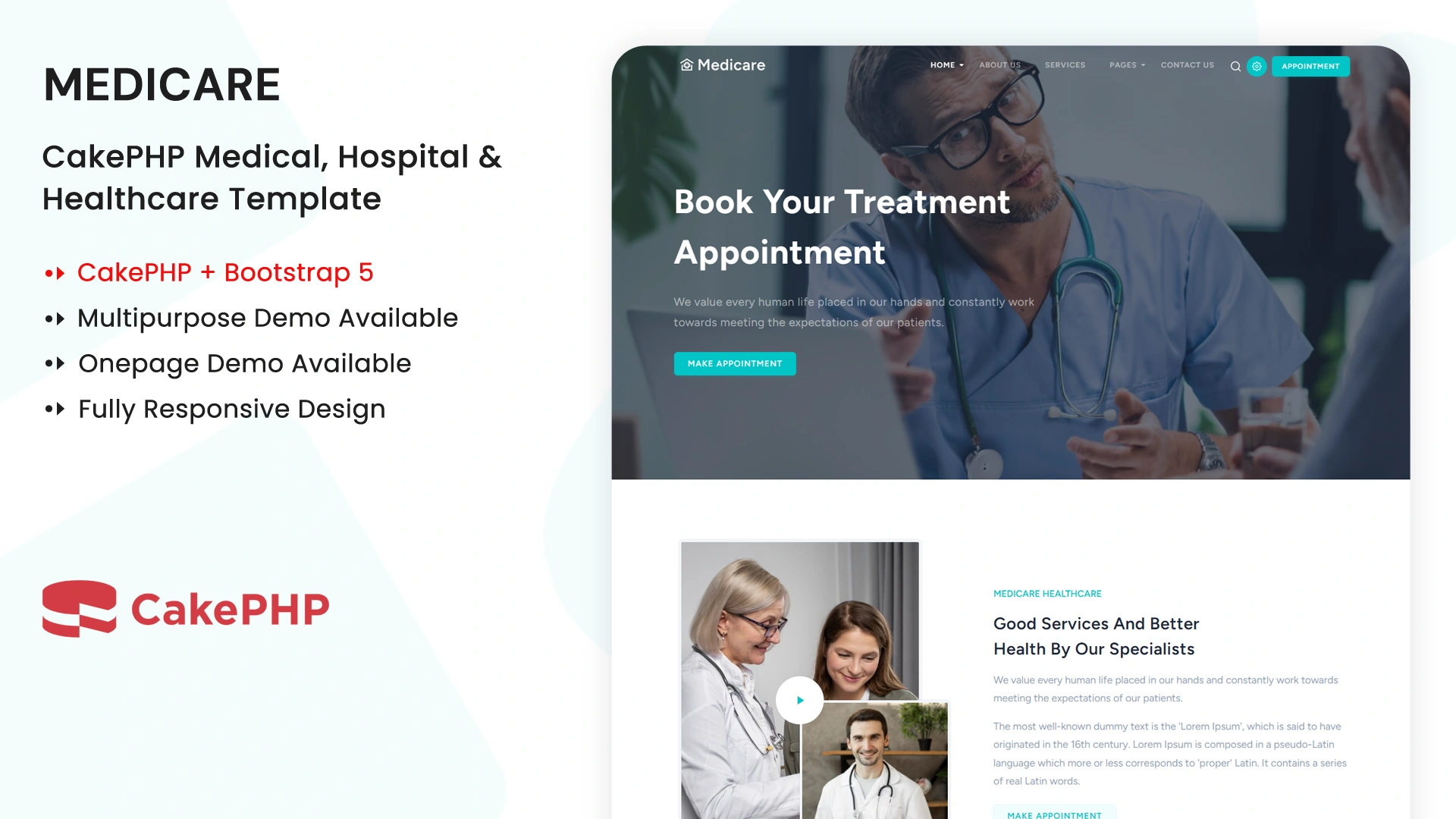 Medicare - CakePHP Multipurpose Medical & Hospital Template