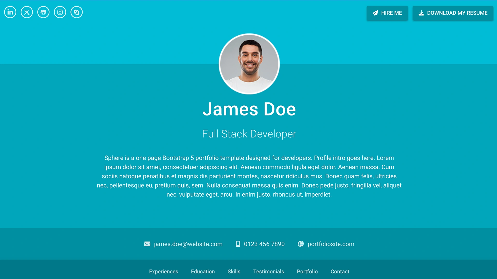 Sphere - Online Resume & CV
